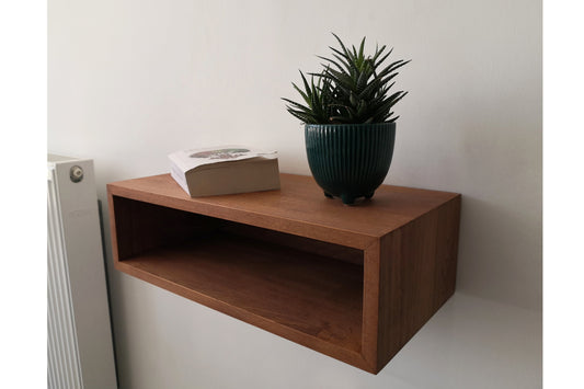 Custom Size, Floating Nightstand, Console Table, Modern Solid Wood, Wall-Mounted Bedside Table