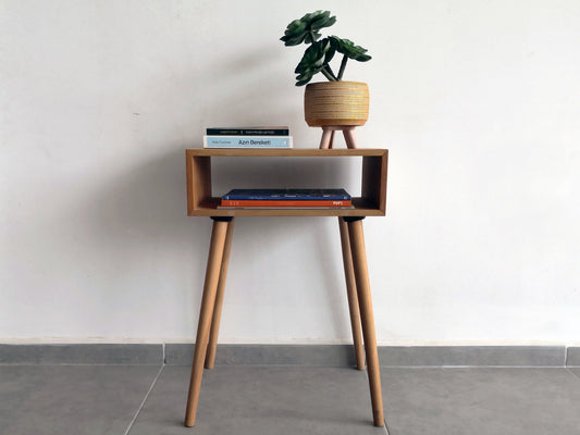 Modern Nightstand, Console Table, Custom Size in Solid Wood, Made to Order Bedside Table